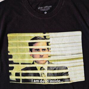 The Office I Am Dead Inside... Graphic Black short-sleeved T-shirt Cotton Size L